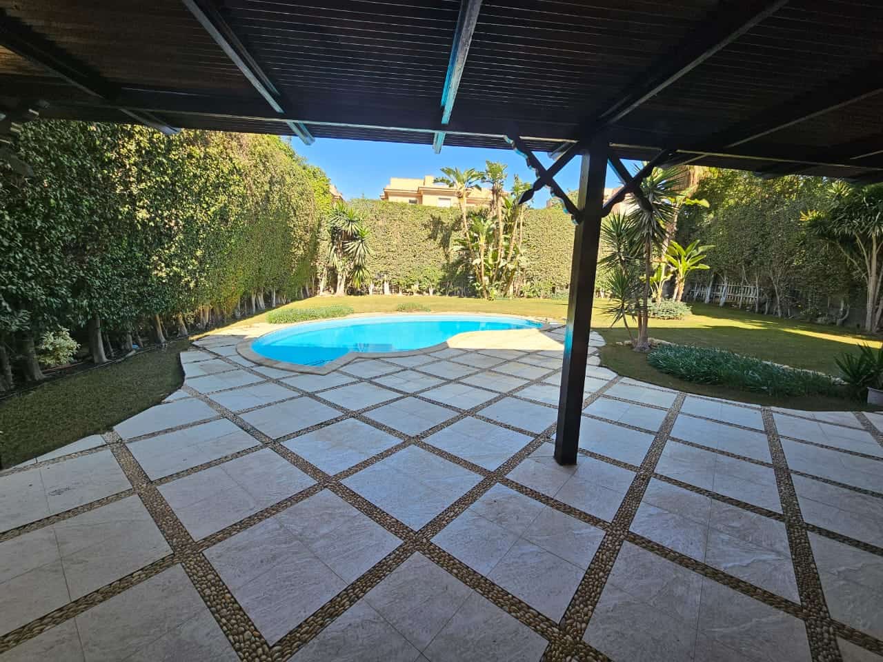 Luxurious villa with private pool and lush garden in Maadi Cairo Egypt.